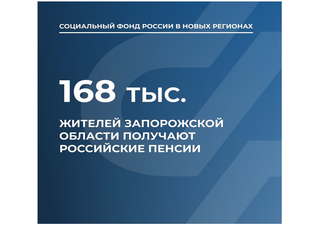 В Запорожской области с 2022 года назначено почти 168 тыс. российских пенсий.