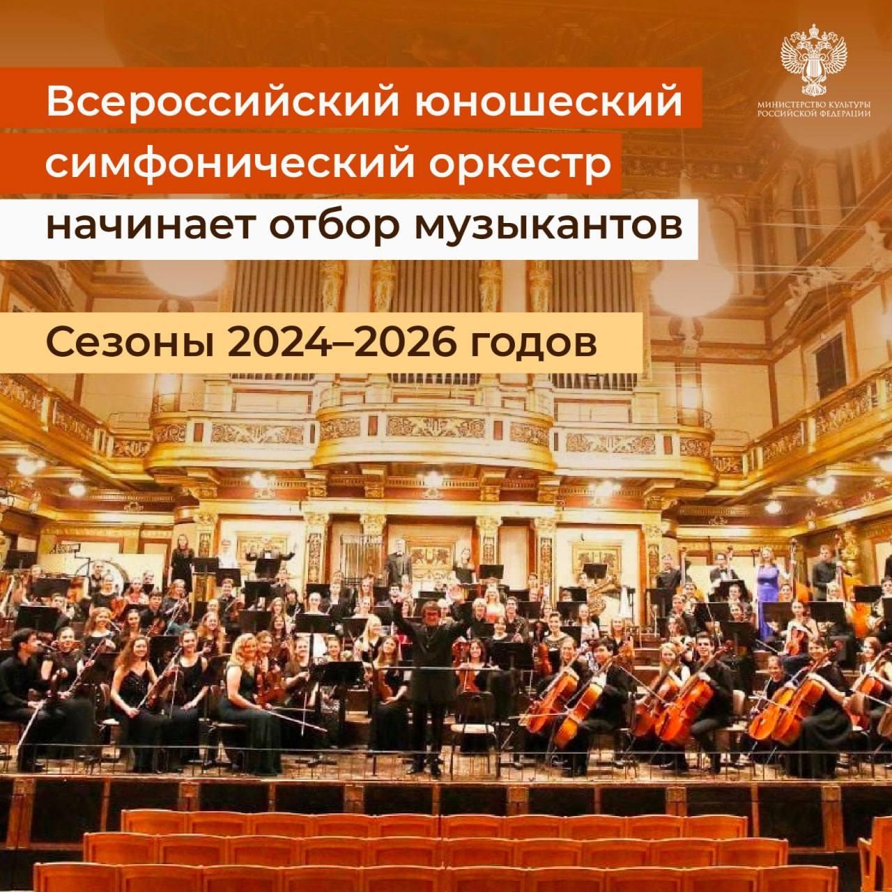 Всероссийский юношеский симфонический оркестр объявляет о проведении Национального отбора.